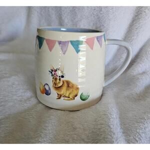 Harvest Green Studio Coffee Mug Tea Cup Bunny Rabbit Easter Eggs Pastel 4"
